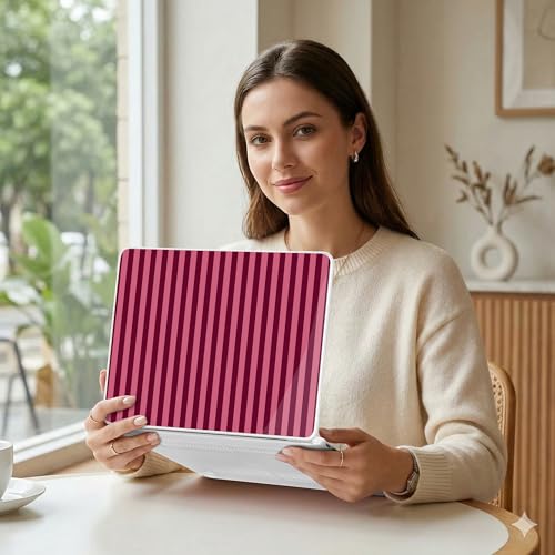 TWOLSKOO Case for MacBook Neo 13 inch 2026 A3404 A18 Pro, Dark Pink Stripes by TWOLSKOO - Used condition - Image 3