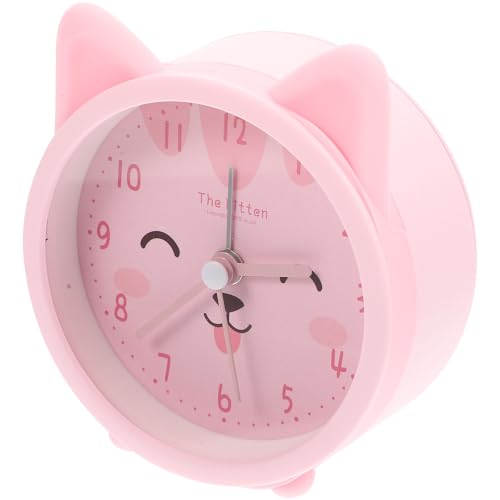 Cabilock Reloj Despertador Pequeño de Silicona para Diseño de Gato Rosa Luz Nocturna Integrada Silencioso para Dormitorio y Escritorio Reloj Práctico sin Pilas para Habitaciones