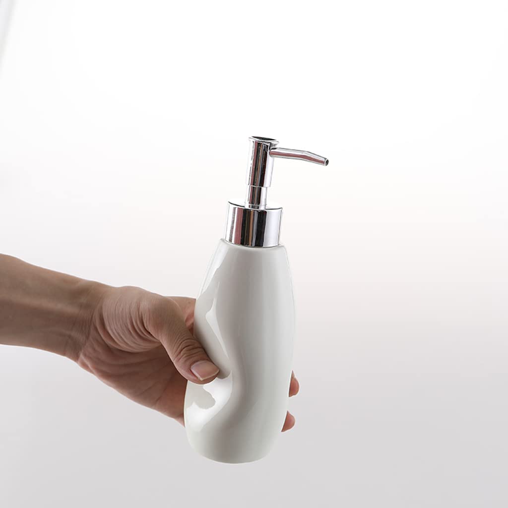 Recargable Bomba dispensadora de jabón de cerámica, con Capacidad para 280 ml de líquido para Lavar a Mano, diseño Decorativo para Cocina y baño, 7,2 * 4,4 * 19,8 cm Dispensadores