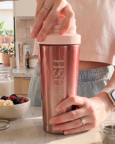 Image of Insulated Protein Shaker Bottle 24oz, Pink Ombre, Pismo Sunset | BPA free, Quiet mixing, No blender ball, Insulated cup, Twist-lock lid, Leak-free, Pismo Sunset, Bold California style