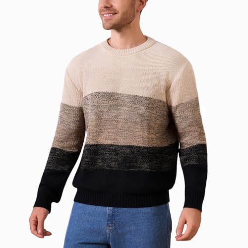 Men's Crewneck Striped Pullover Sweater
