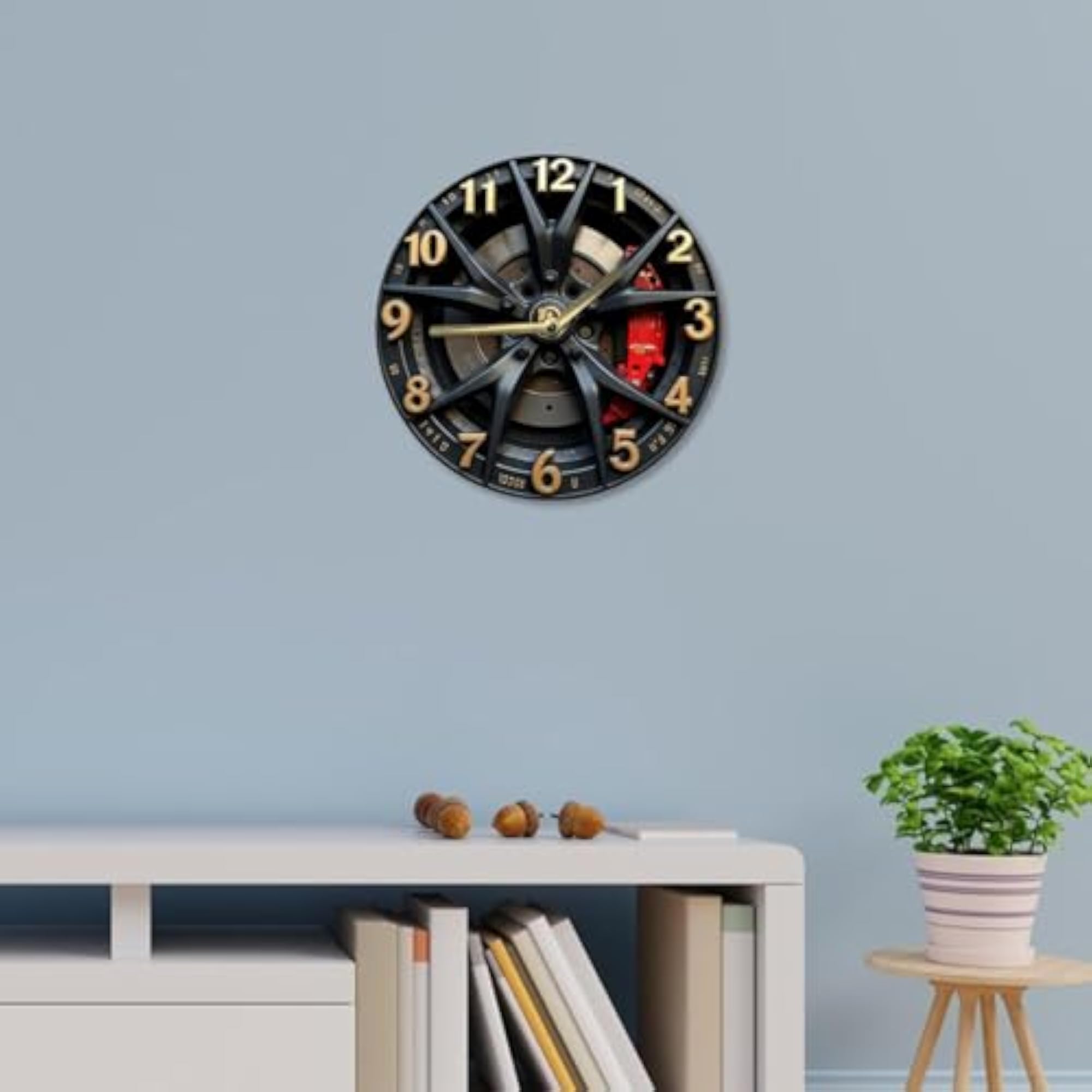 Wall Clock Car Wheel Theme, Non Ticking