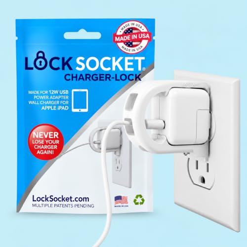 Lock Socket Charger Lock12W Anti-Theft & Child-Safe Phone Charger Lock System for Apple iPhone 16/15/14/13/12/11/ X/MAX/XR/ 8/6/7/ XS, iPad, iPod Touch, and Others. Made in USA.