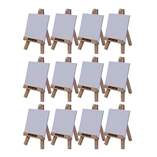 Nature Arts and Colours Mini Display Canvas 4″ x 4″ with 6″ Tripod Stand for Acrylic Watercolor Painting (Set of 12) Nature Arts and Colours Mini Display Canvas 4″ x 4″ with 6″ Tripod Stand for Acrylic Watercolor Painting (Set of 12)