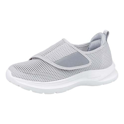 Scarpe ortopediche da uomo con apertura extra ampia per piede gonfio, chiusura facile, vestibilità ampia, scarpe da ginnastica leggere per piedi gonfiati e fascite plantare, grigio, 39 EU
