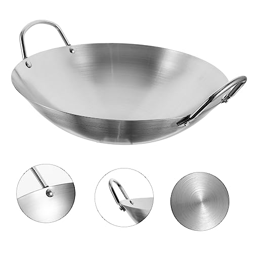 Wok de acero inoxidable con doble mango y base curva miniatura 6
