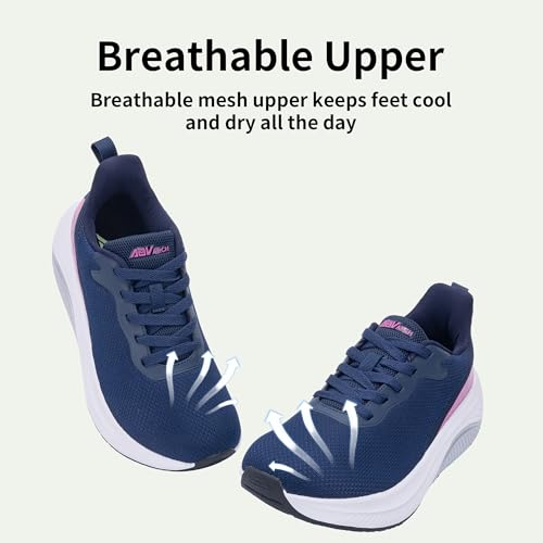 Image of Wide Toe Box Shoes Women Arch Support Walking Shoes for Plantar Fasciitis Wide Width Orthotic Tennis Sneakers
