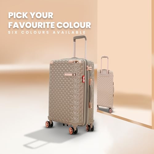 Image of AMERICAN TRAVELLER Goldie ABS Travel Suitcase | Hard Shell Cabin Luggage | Compact Trolley Bag for Travel | Durable Carry-On with Spinner Wheels & Secure Lock(20, Khaki)