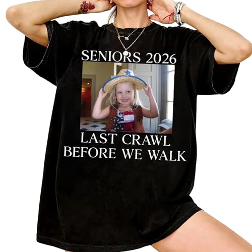 Personalised Senior 2026 Shirt, Custom Vintage Photo and Year T-Shirt, Last Crawl Before We Walk Shirt, Senior Bar Crawl Tee, Class of 2026 T-Shirt, Graduated Tee, Y2K Graduation Shirt