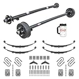 Rockwell American 3,500 lb Tandem Trailer Axle Kit – 89” Hubface / 74” Spring Center – 1 Brake & 1 Idler Axle, Double Eye Springs, U-Bolts, Hanger Kit – 7,000 lb Capacity – Running Gear Kit