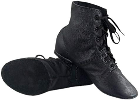 Cheapdancing Men’s Practice Dancing Shoes Soft Leather Flat Jazz Boots (11.5) Black