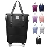 [サンパーシー] キャスター付きキャリーバッグ 40L～80L調整可能 撥水加工 機内持ち込み (ブラック)