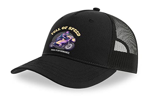 Casquette de camionneur rétro en coton noir avec filet aéré confort