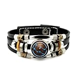 YAIEWNE Pulsera Ajustable De Cuero Trenzado En Capas Con Relieve De Caballo Y Estrella De Géminis, Brazalete Étnico Rock And Roll Hecho A Mano, Accesorio De Amistad, Regalo De Cumpleaños Y Navidad