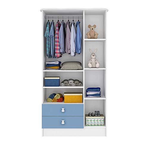 Quarto de Bebê Completo MadeiraMadeira com Guarda Roupa e Cômoda 376990 Azul