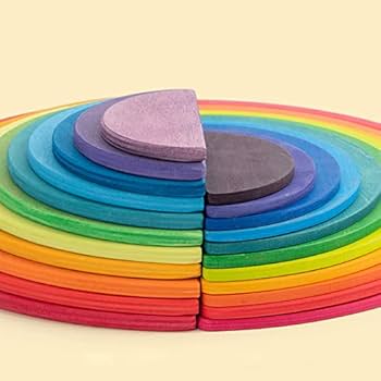 アーチレインボー　木製　半円形積み木セット Amazon | 積み木 木製 知育 アーチレインボー 半円盤