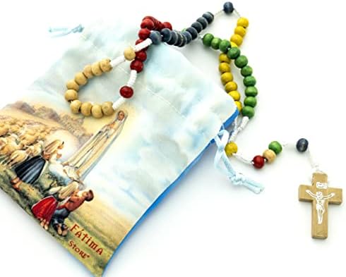 Rosario Primera Comunion de Madera de Colores Con Bolsa Estampada...