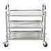Carrello da portata 95 x 50 x 93 cm, vassoio rotante, 3 livelli, carrello da cucina su ruote, ripiani mobili in acciaio inox cromato