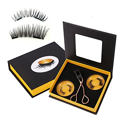 Magnetic Eyelashes Applicator Tool Kit,False Eyelashes without Eyeliner, Magnetic Eyelashes no Glue Needed,Eyelashes Set with 2 Pairs Magnetic False Eyelashes,Natural Look