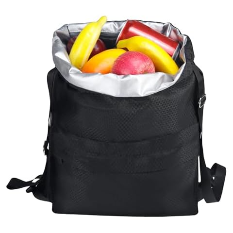 Moyad Insulated Lunch Bag Drawstring Cooler Backpack Lightweight Lunch Organizer for Men and Women, Perfect for Beach, Hiking, Camping, Park, Work, Black & Honeycomb Pattern Cover