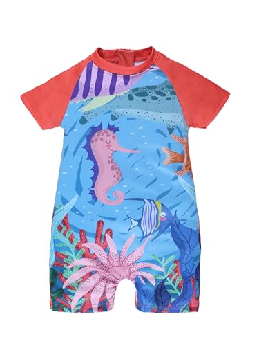 Image of KiddoPanti Boys & Girls Half Sleeve Mid Thigh Length Swim Suit