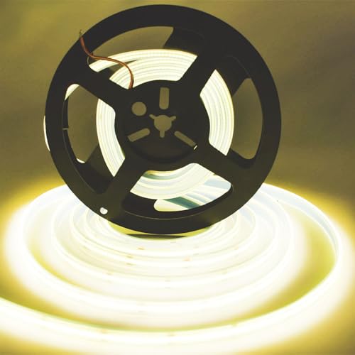 Image of SUYOOULIN LED Strip Lights, 16.4ft AC110-130V Dimmable 30000LM 1200 LEDs COB Light Strips Tape Ribbon Waterproof IP68, 2 Times Brightness Than 12V COB Strip Lights(Neutral White 4500K)