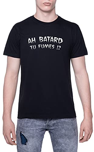 Lacrim Ah Batard Tu Fumes T-Shirt Homme Manche Courte Noir Men Black Tee S
