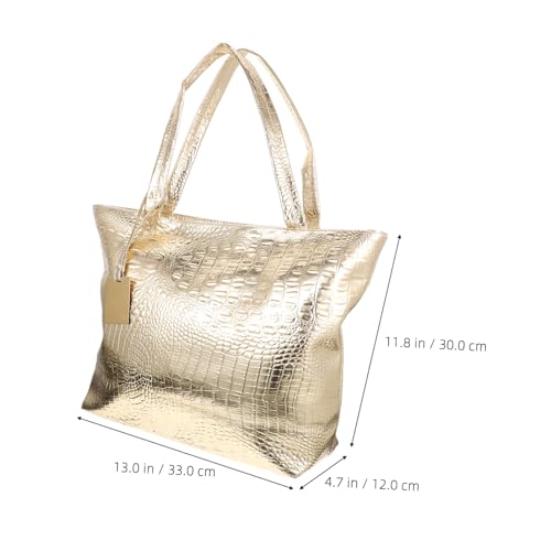 Bolso Satchel de PU para Mujer, 40x10x30 cm, Dorado miniatura 3