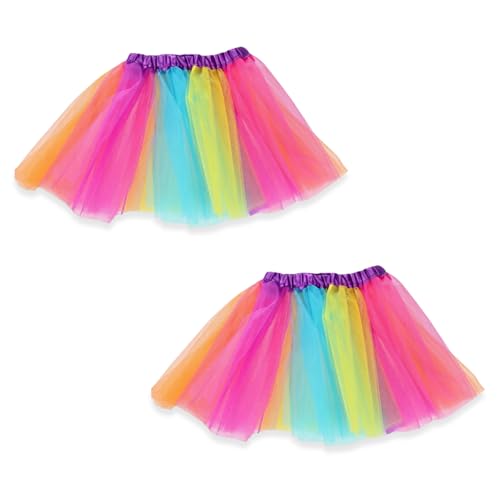 WUMZIRA Pack de 1 Faldas Tutu, Falda de Tul Arcoíris con Cintura Púrpura para Ballet, Fiesta de Carnaval, Halloween y Disfraz de Princesa, Longitud 30cm, Elástica y Cómoda