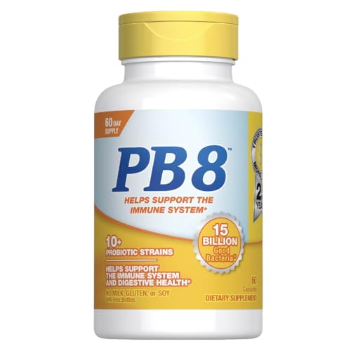 PB8 Probiotic | 15 Billion CFU | 60 Capsules | 10+ Probiotic Strains | for Women and Men | Gluten Soy and Milk Free Supplement