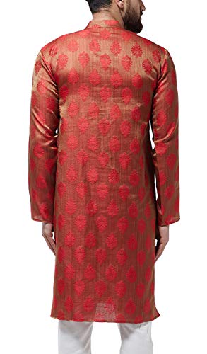 Image of SOJANYA Men's Silk Cotton Regular Fit Printed Regular Kurta