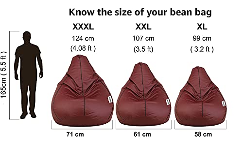 Amazon Brand - Solimo Classic XXL Bean Bag Cover (Without Beans) - Tan With Black Piping