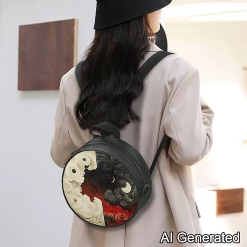 Image of Women Novelty Round Clock Shape Zippered Clock Purses for Women Tote Handbag Shoulder Bag, Gift for Mom Girlfriend