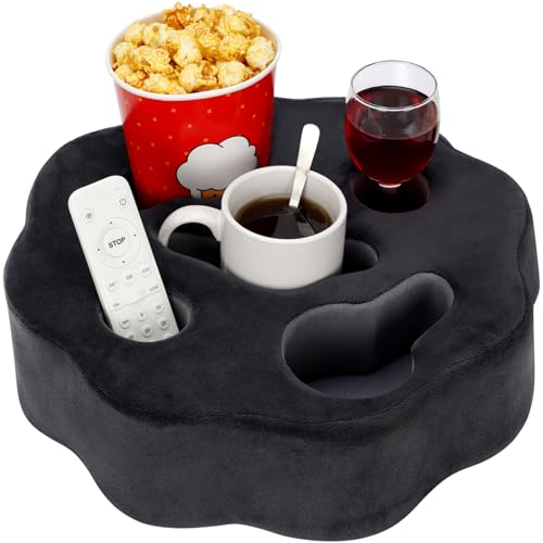 IGOHEALS Soporte para tazas de sofá, almohada, soporte para tazas de sofá, para cama, caravana, TV, coche, cueva de hombre, asiento trasero, control remoto, bebidas, aperitivos, bandeja para
