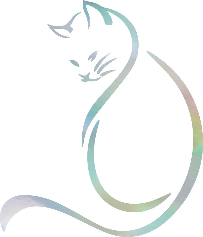 NBFU Sitting Kitten Cat Animal 2 (Hologram) (Set Of 2) Premium Waterproof Vinyl Decal Stickers For Laptop Phone Accessory Helmet Car Window Bumper Mug