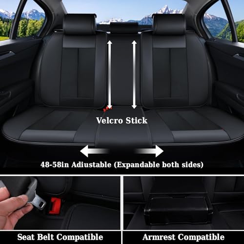 Image of Coverado Seat Covers Full Set, Breathable Leather Car Seat Cover,Universal Car Seat Protectors, Seat Cover Waterproof, Front and Rear Seat Cover Fit Most Cars, BlackRed