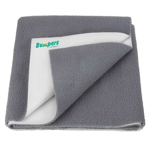 Image of Bumpers Waterproof Quick Dry Sheet for Baby| Bed Pad Extra Absorbent Washable Matress Protector| Baby Bed Protector Sheet for Toddler Children (Grey, Medium (100x70 cm))