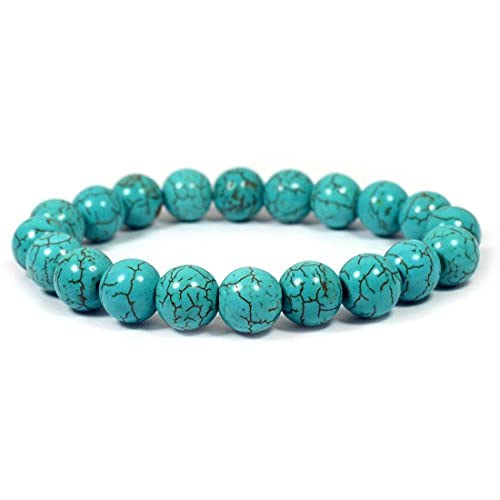 Bracelet turquoise de 10 mm pour yoga et séances de méditation Reiki