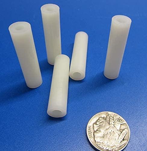 Natural Nylon Spacer, Unthreaded, No. 10 Screw Size x .375" OD x .192" ID x 1.50" Length, 100 Pcs.