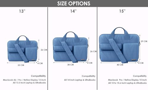 Image of Probus 360 Protective Laptop Shoulder Bag for 14 Inch Laptop /MacBook /Chromebook /Notebook Water Resistant Sleeve Case Cover Office Bag - Sky Blue