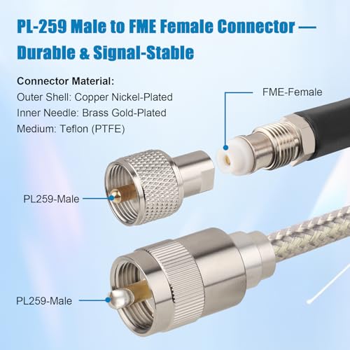 Cable coaxial RG8X FME a UHF PL-259 macho de alta resistencia y blindaje para antena de radio 3