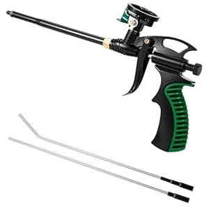Professional Foam Spray Gun, Heavy Duty Metal Applicator with 2 Nozzles, PU Insulation Dispensing Tool for Caulking and Sealing,tubular（1+2 pieces）