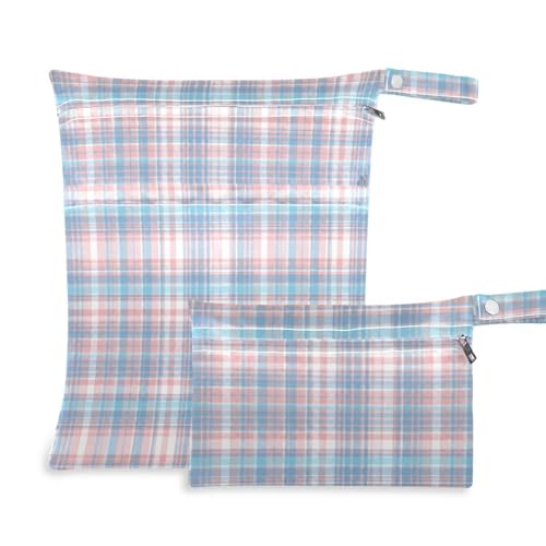 Coikll Wet Dry Bags for Cloth Diaper 2 Pack Waterproof Yoga Gym Bag for Swimsuit Wet Clothes Baby Items-?Plaid Pattern ?