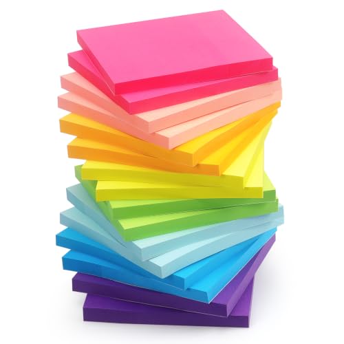 Image of Early Buy 16 Pads Sticky Notes 8 Bright Colors Self Adhesive Notes 3 inch x 3 inch 60 Sheets /Pad