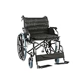 TAKOHL 56cm/22in Wide Seat Adults Wheelchair, Carbon Steel, Heavy-duty, Black, Folding Transport Wheelchair, Support 150kg/300lb