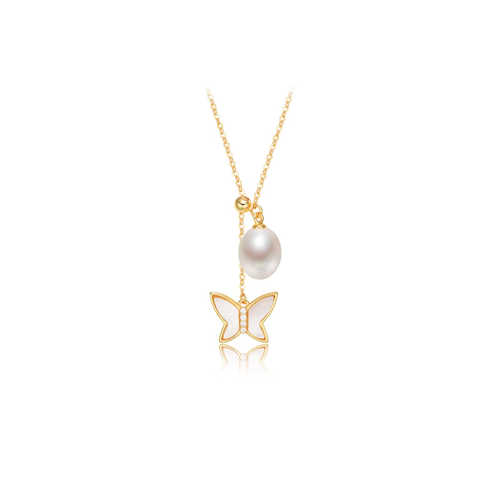 Chaîne pendentif perle eau douce ronde de qualité supérieure argent 925 - 8