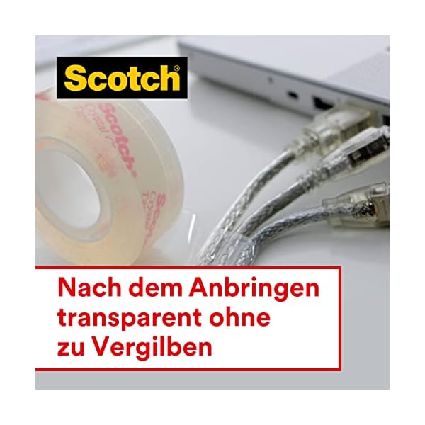 Scotch Crystal Klebeband, transparent, Vorteilspack, 8 Rollen, 19mm x 33m & Klebebandabroller - Beschwerter Scotch C60… – Bild 3