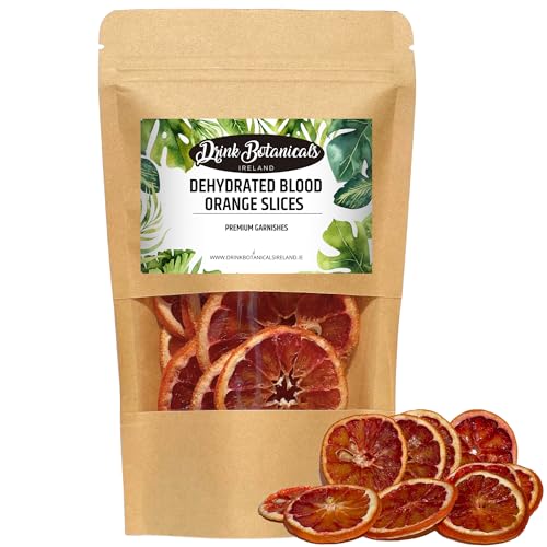 Dehydrated Dried Blood Orange Slices Wheels | 17+ Slices | 100% Natural | Sugar Free, Gluten Free | Dehydrated Citrus for Cocktails, Garnishes, Deserts | 1.76 Oz (50 Grams) | Drink Botanicals Ireland