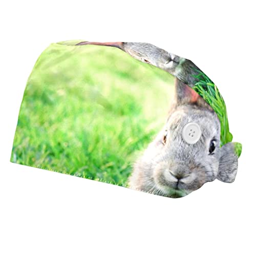 Chapeaux bouffants anti-transpiration JDEZ avec casquettes ajustables motif lapins