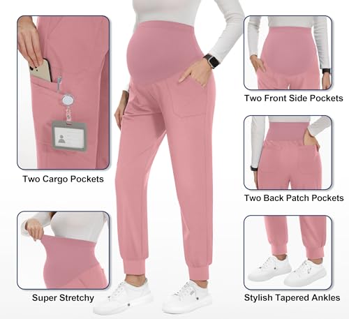 Image of PACBREEZE Women's Maternity Scrubs with 6 Pockets, Workwear Maternity Jogger Scrubs Pregnancy Pants, S-XXL